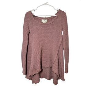 Anthropologie Ruby Moon Boho Raw Hem 100% Cotton Distressed Sweater, Small